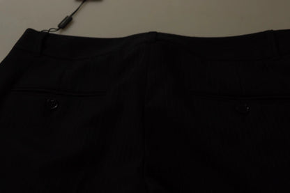Dolce & Gabbana Black Stripes Mid Waist Trouser Pants