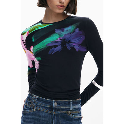 Desigual Black Elastane Tops & T-Shirt