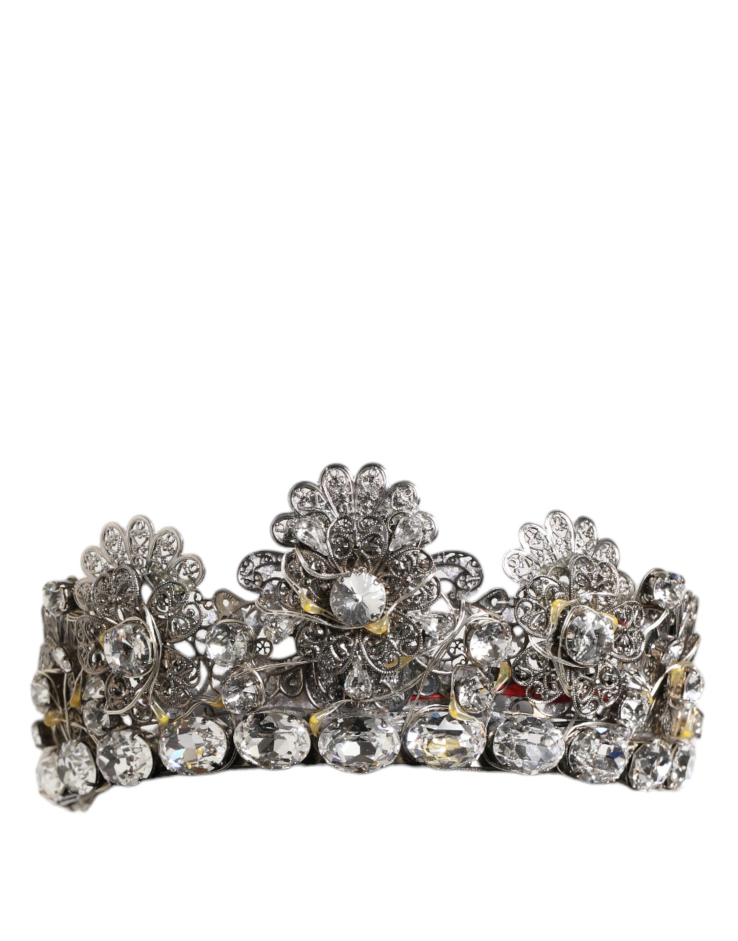 Dolce & Gabbana LED Crystal Embellished Silver Floral Filigree Crown Tiara
