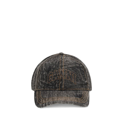 Ganni DENIM COTTON WASHED CAP