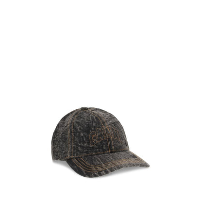 Ganni DENIM COTTON WASHED CAP