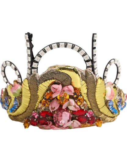 Dolce & Gabbana Gold Brass Crystal Embellished Headpiece Crown Tiara