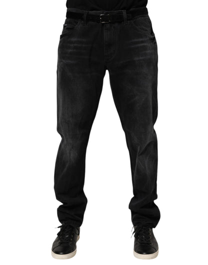 Dolce &amp; Gabbana Schwarze Skinny-Jeans aus gewaschener Baumwolle für Herren