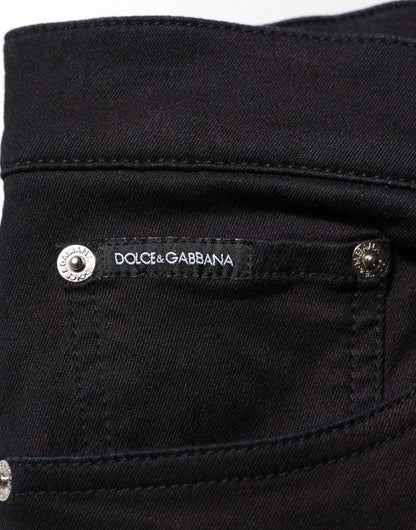 Dolce & Gabbana Black Cotton Blend Skinny Men Trouser Pants