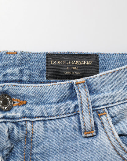 Dolce & Gabbana Blue Distressed Ripped Denim Pants Jeans