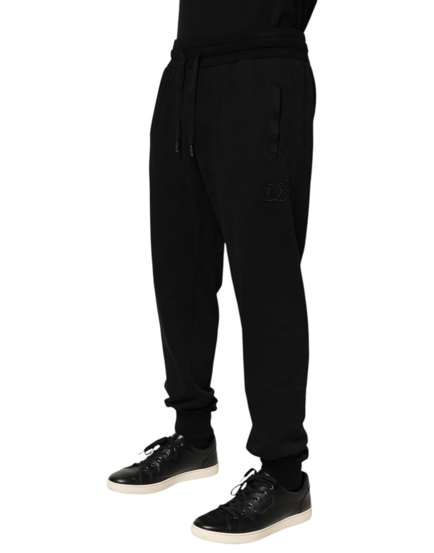 Dolce & Gabbana Black Cotton DG Logo Men Jogger Pants