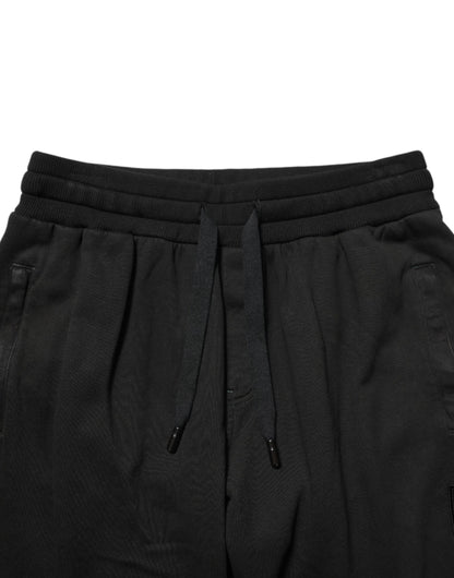 Dolce & Gabbana Black Cotton DG Logo Men Jogger Pants