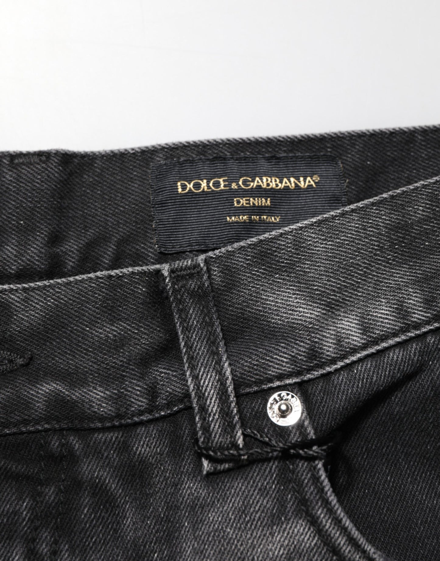 Dolce & Gabbana Black Marbled Effect Straight Men Denim Jeans