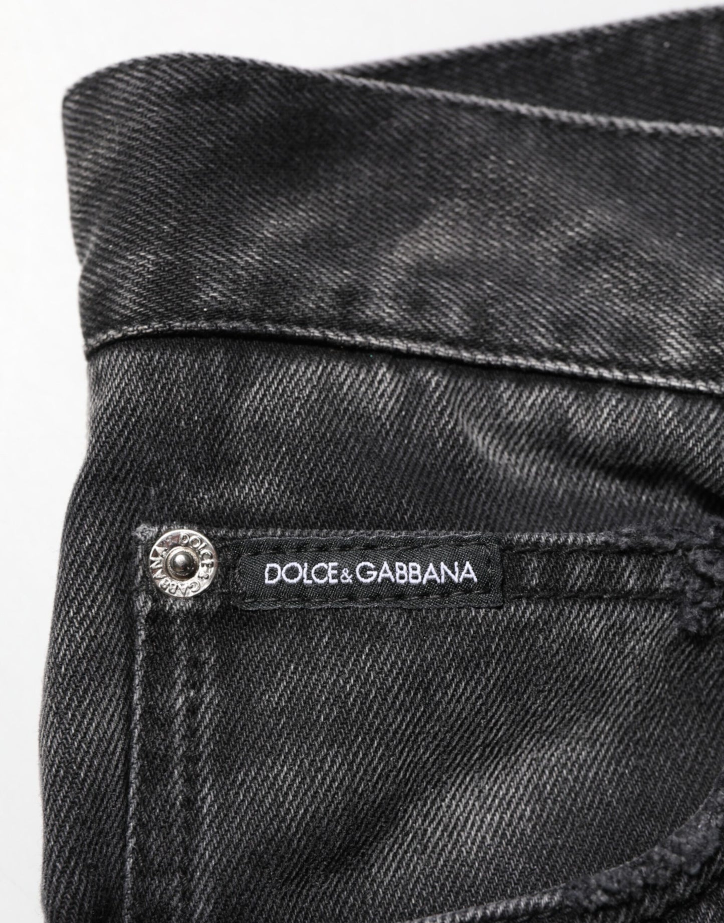 Dolce & Gabbana Black Marbled Effect Straight Men Denim Jeans