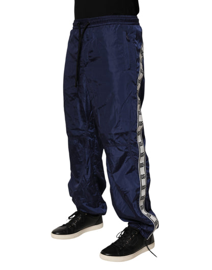 Dolce & Gabbana Blue Nylon Straight Jogger Sweatpants Pants