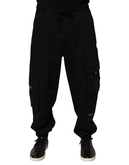 Dolce & Gabbana Black Cotton Cargo Jogger Sweatpants Pants