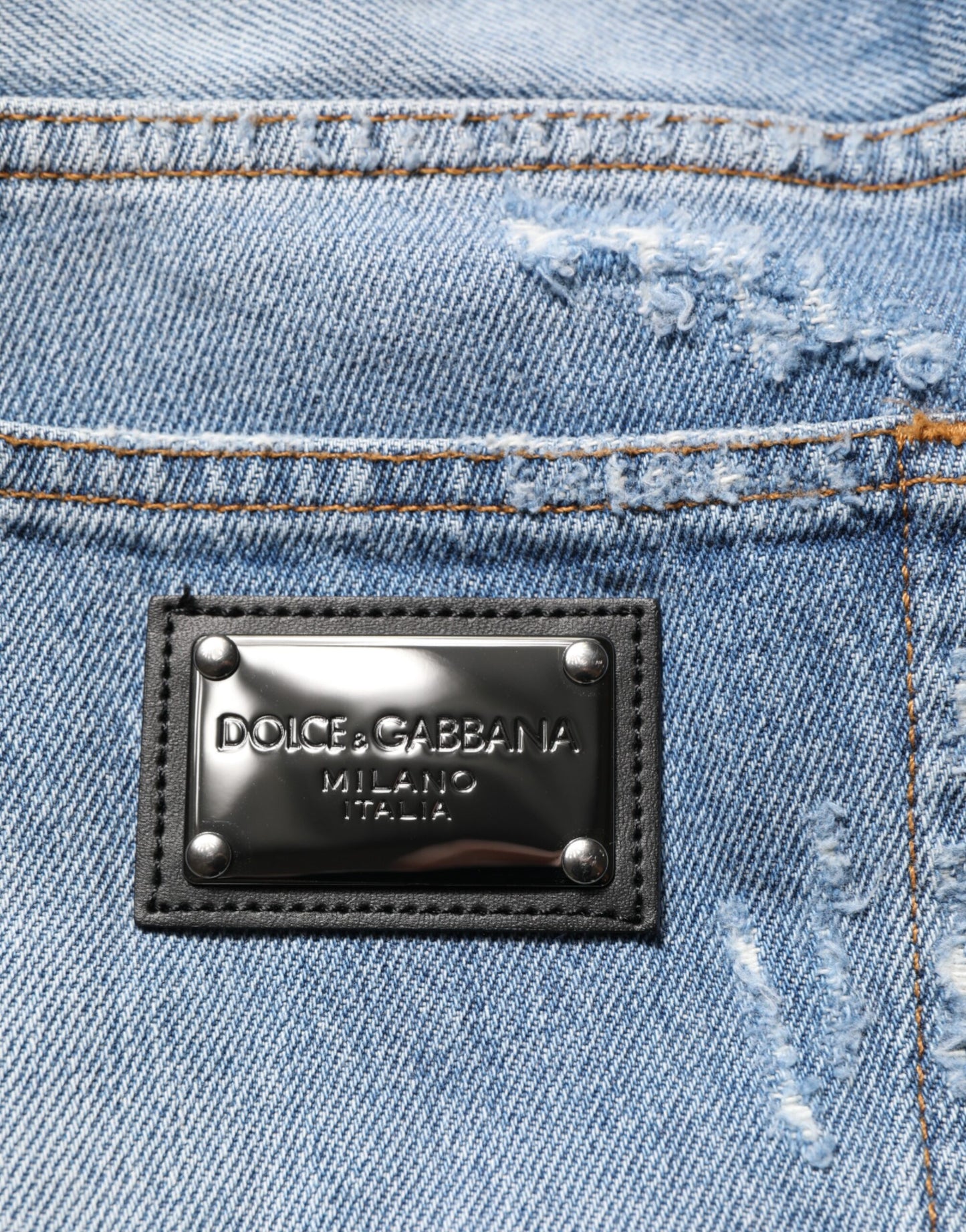 Dolce & Gabbana Blue Distressed Ripped Denim Trouser Jeans