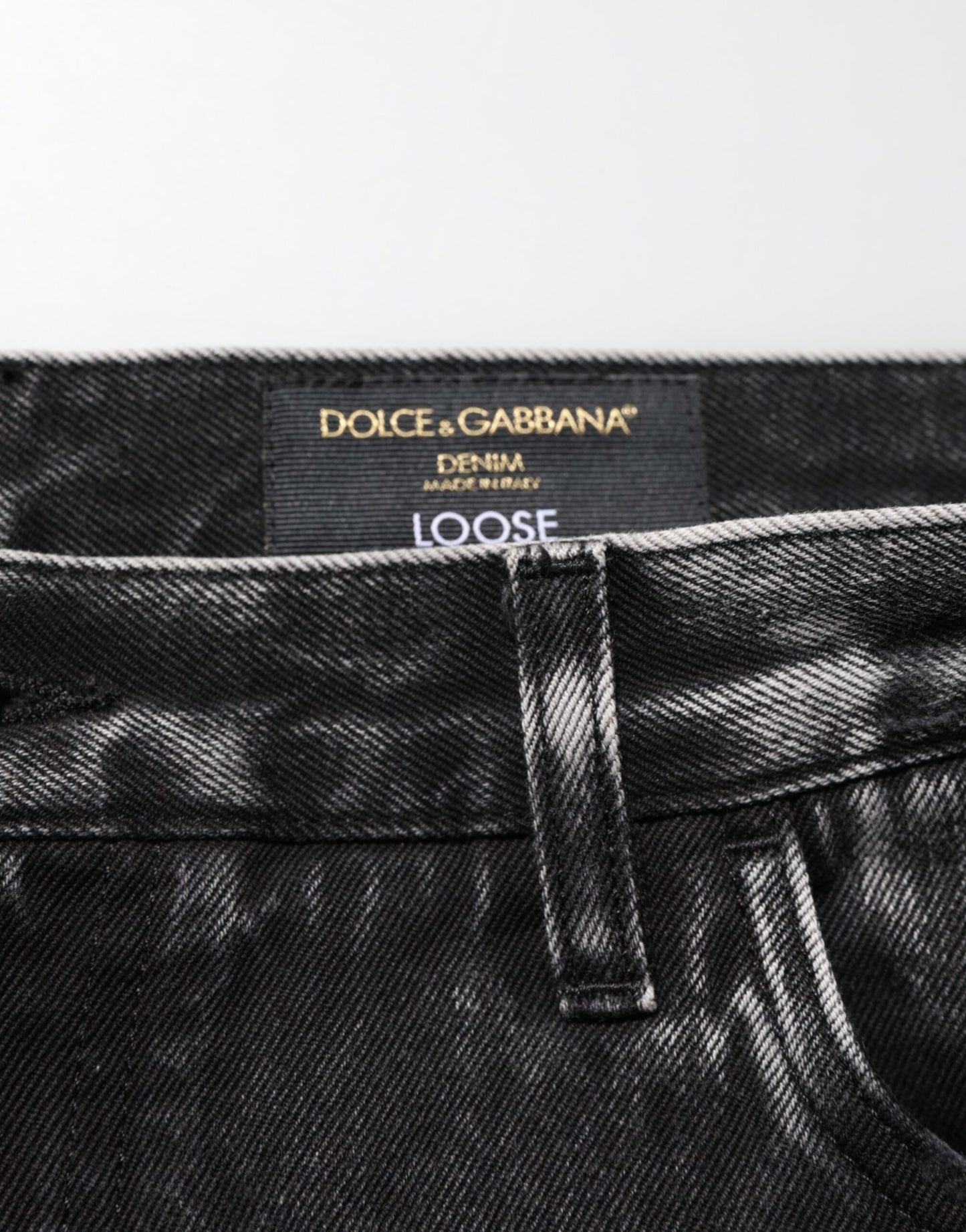 Dolce & Gabbana Black Washed Ripped Loose Cotton Denim Jeans