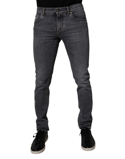 Dolce & Gabbana Dark Gray Cotton Stretch Skinny Denim Jeans