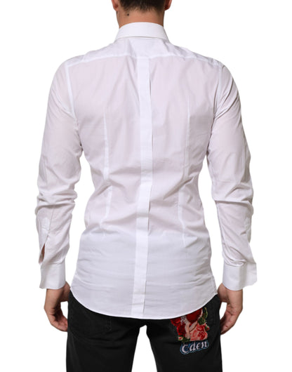 Dolce & Gabbana White Cotton GOLD DGPatch Formal Dress Shirt