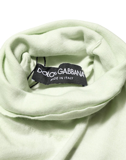 Dolce & Gabbana Light Green Logo TurtleNeck Pullover Sweater
