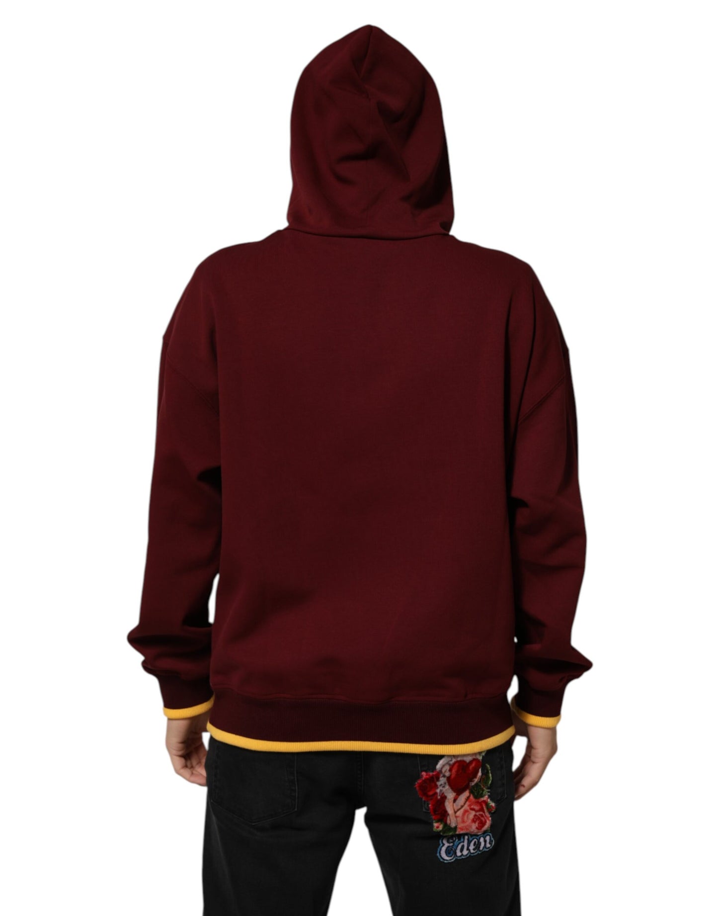 Dolce & Gabbana Maroon Embossed Logo Hooded Sweatshirt Sweater