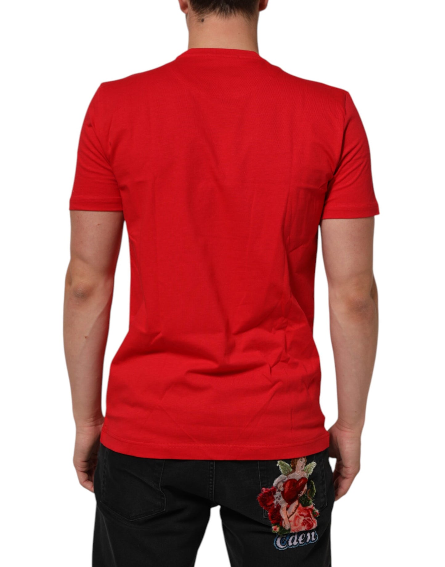 Dolce & Gabbana Red Goodluck 2023 Cotton Crew Neck T-shirt