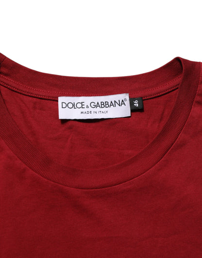Dolce & Gabbana Maroon Logo Crew Neck Short Sleeve T-shirt
