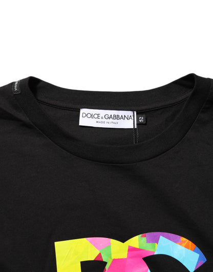 Dolce & Gabbana Black Logo Print Cotton Men Crew Neck T-shirt
