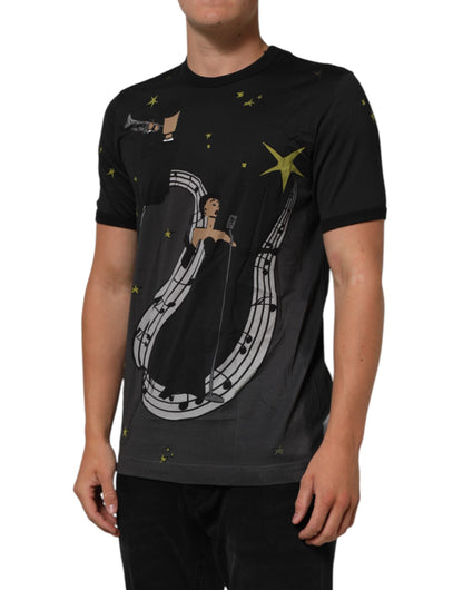 Dolce & Gabbana Black Musical Print Cotton Crew Neck T-shirt