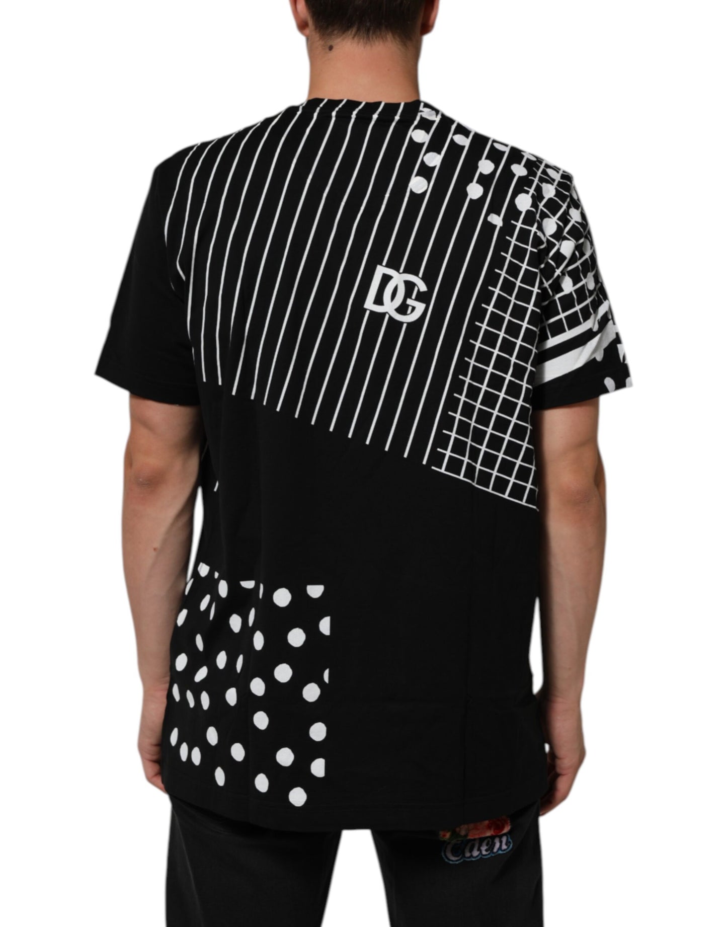 Dolce & Gabbana Black Cotton Polka Dots Round Neck T-shirt