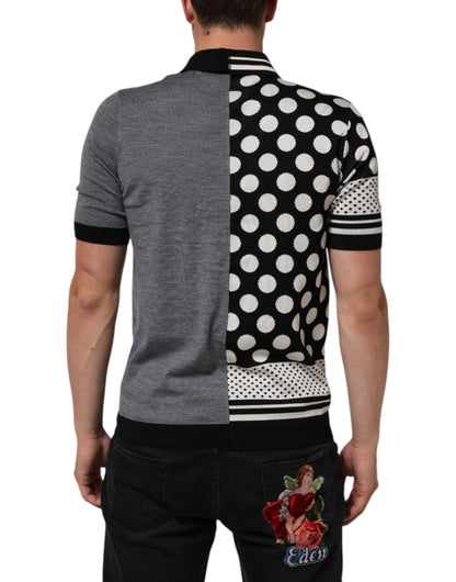 Dolce & Gabbana Black White Polka Dot Collared Polo T-shirt