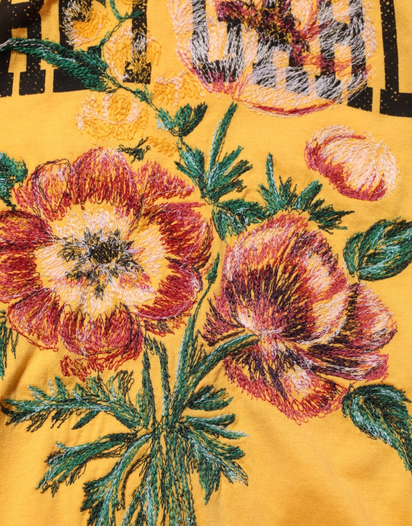 Dolce & Gabbana Yellow Secret Graden Floral Cotton Crew Neck T-shirt