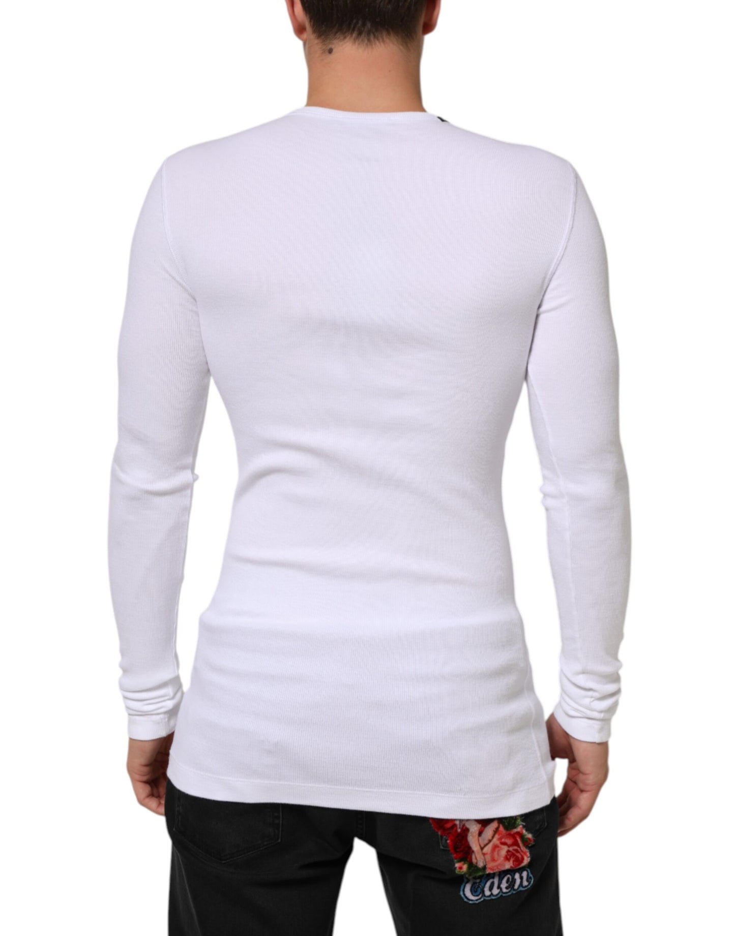 Dolce & Gabbana White Long Sleeves Button Closure T-shirt