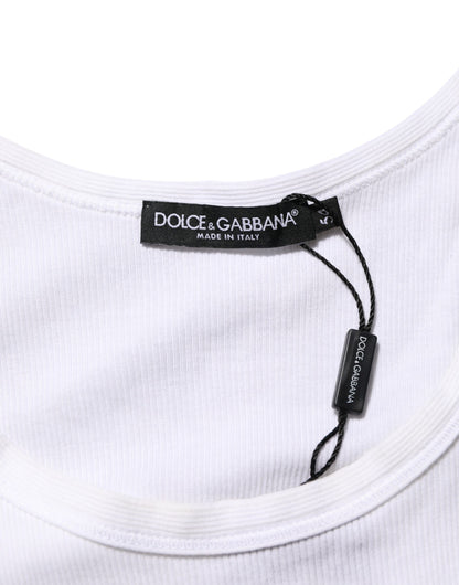 Dolce & Gabbana White Sleeveless Round Neck Tank Top T-shirt