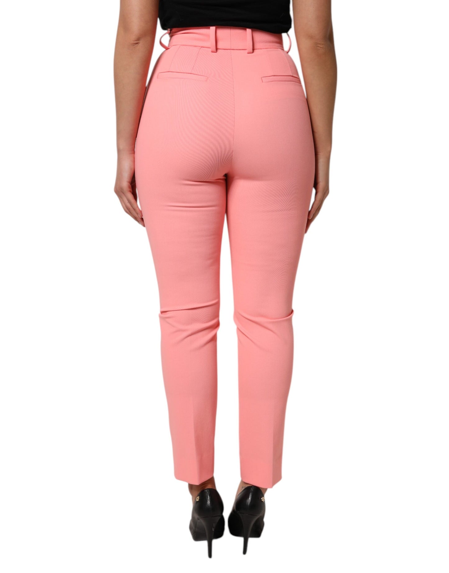 Dolce & Gabbana Pink High Waist Dress Tapered Trouser Pants