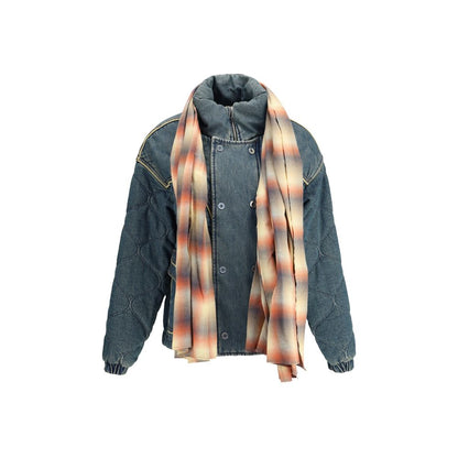 MARBELL Denim Down Jacket With Scarf