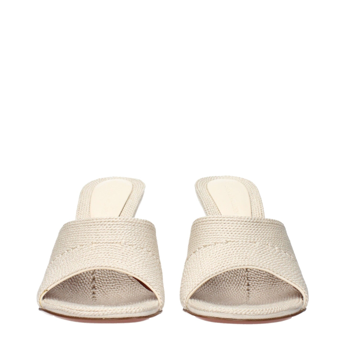 Amina Muaddi Beige Fabric Slippers Sandals