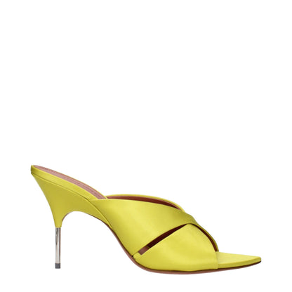 Amina Muaddi Green Satin Stiletto Heels Sandals