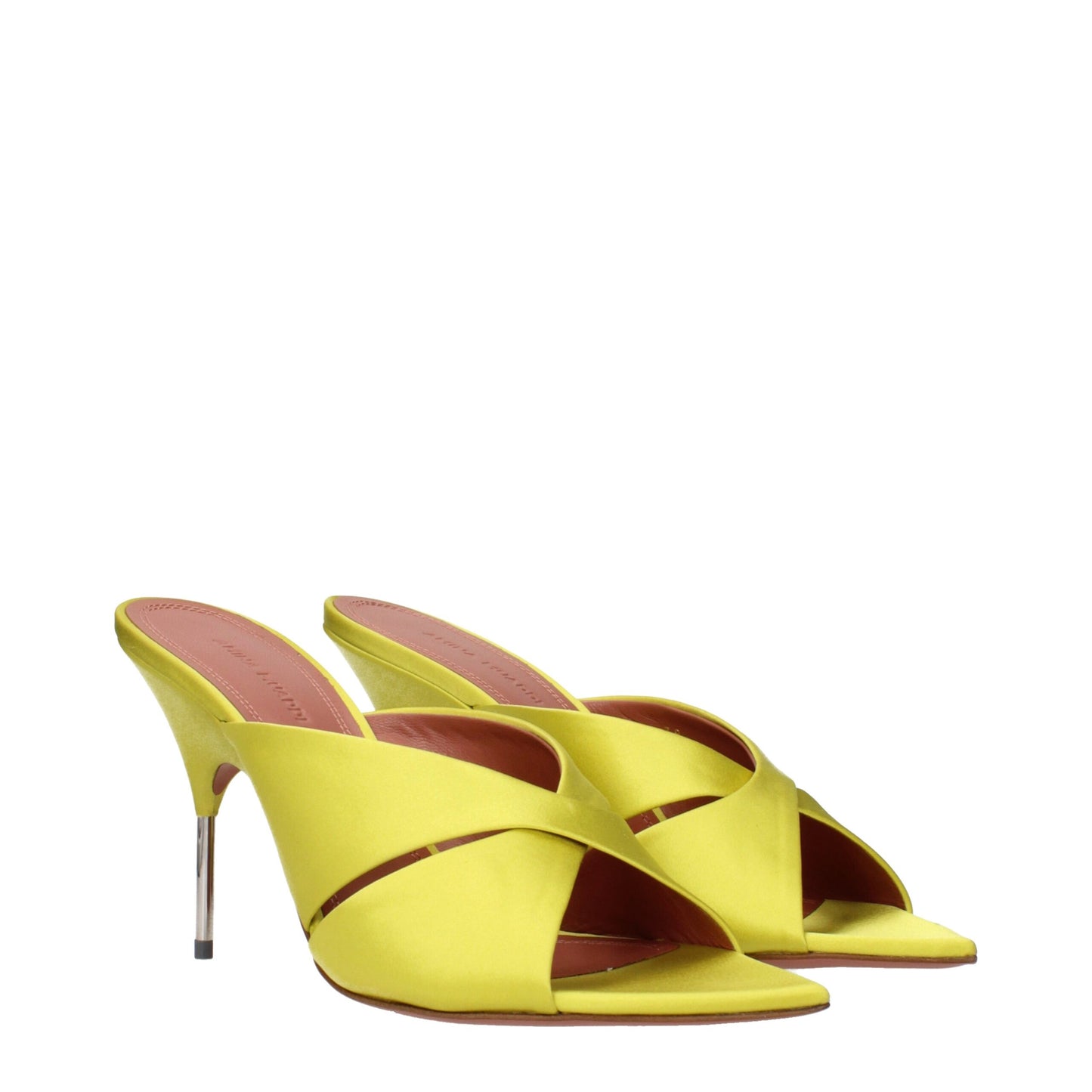 Amina Muaddi Green Satin Stiletto Heels Sandals