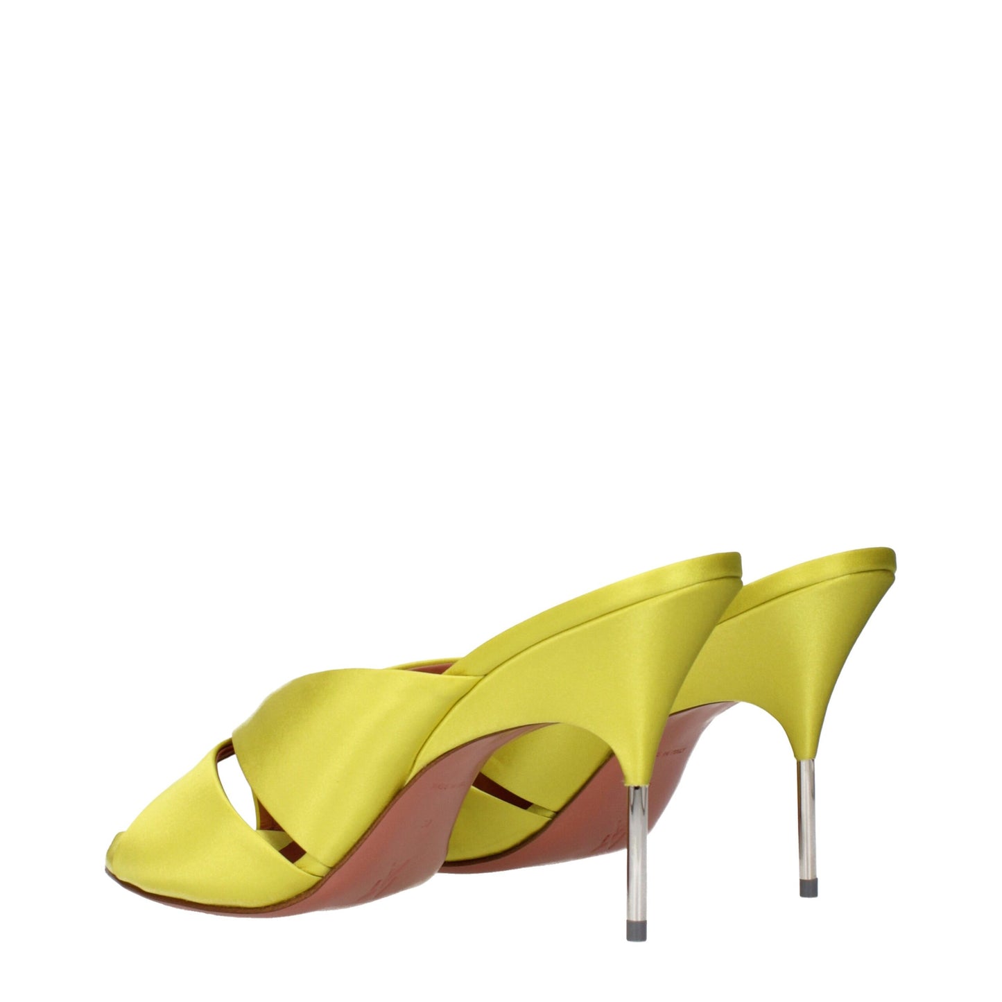 Amina Muaddi Green Satin Stiletto Heels Sandals