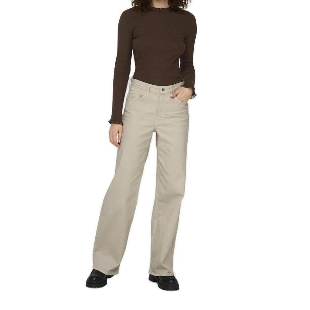Only Beige Cotton Relaxed Fit Jean