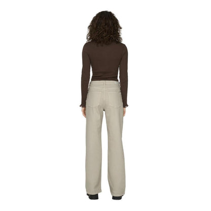 Only Beige Cotton Relaxed Fit Jean