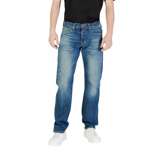 Replay Blue Cotton Relaxed Fit Jean