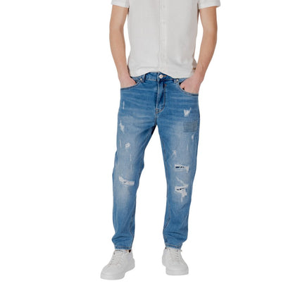 Gianni Lupo Blue Cotton Relaxed Fit Jean