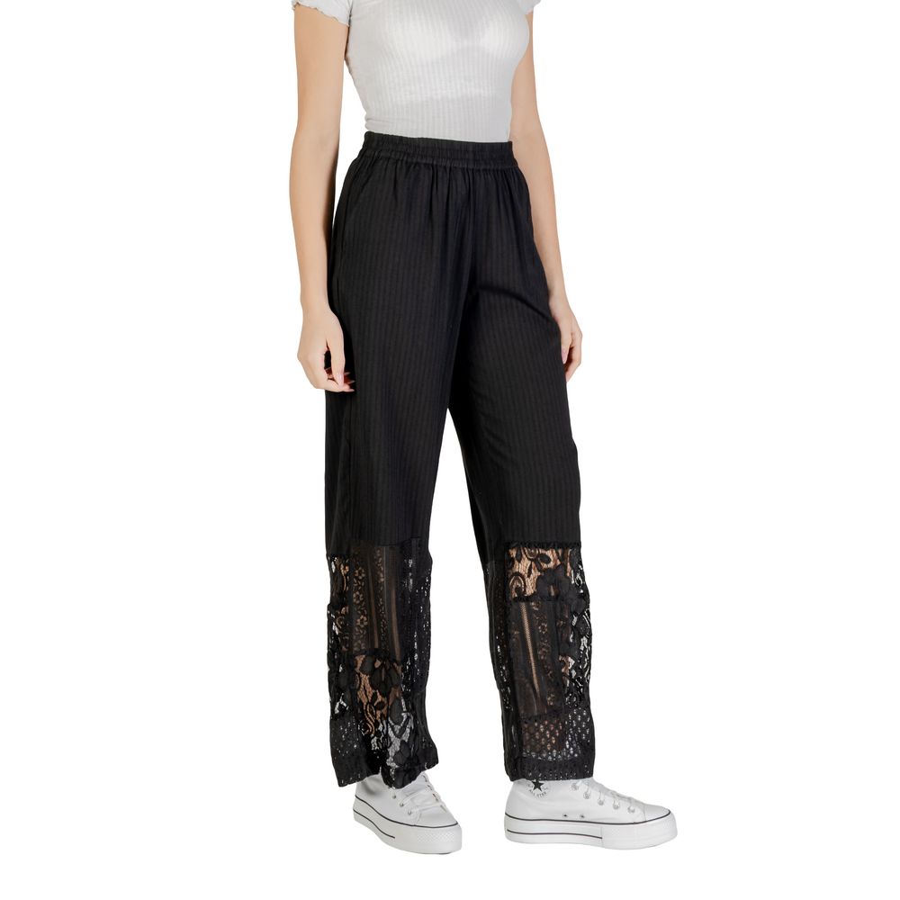 ICHI Black Cotton Pant