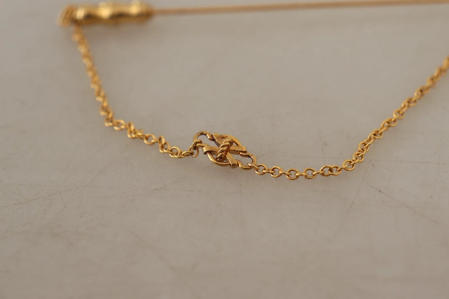 Dolce & Gabbana Gold Tone 925 Sterling Silver Crystal Chain Brooch