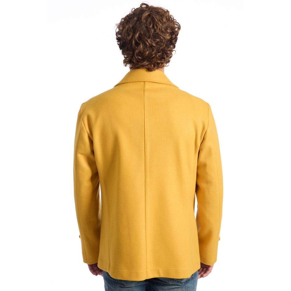 Roberto Pepe Luxury Yellow Wool Coat
