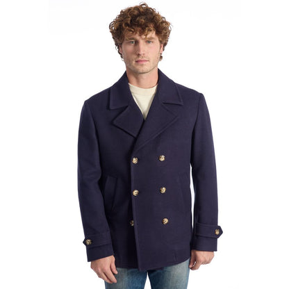 Roberto Pepe Luxury Blue Wool Coat