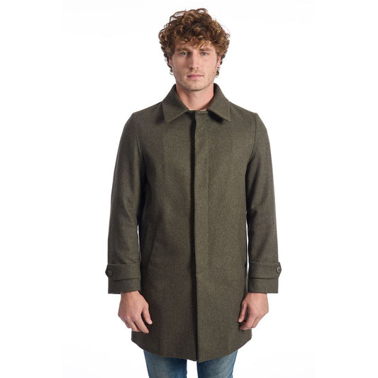 Roberto Pepe Luxury Green Wool Coat