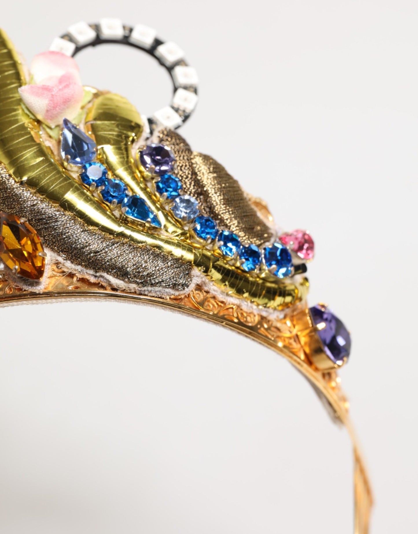 Dolce & Gabbana Gold Brass Crystal Embellished Headpiece Crown Diadem Tiara