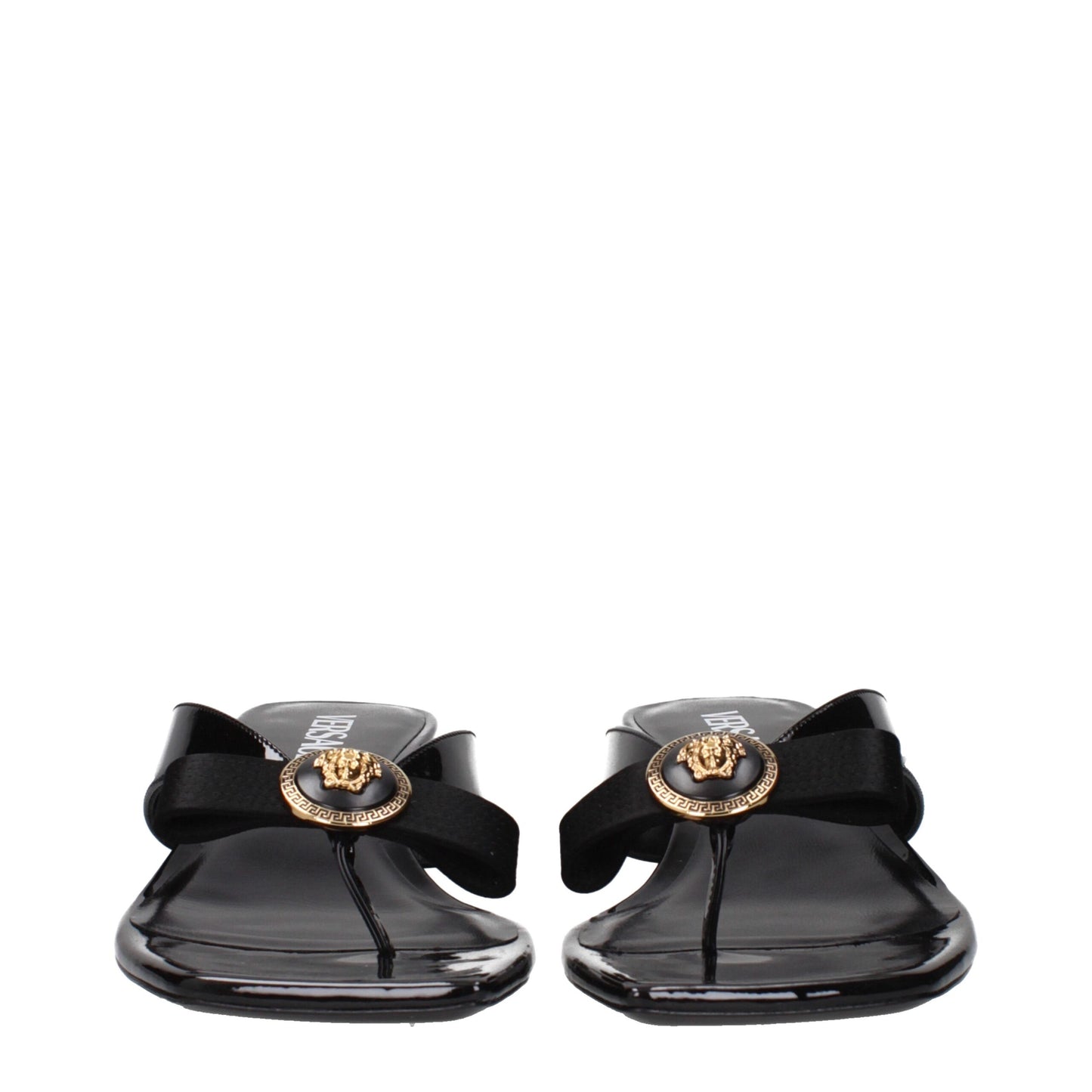 Versace Black Leather Stiletto Heels Sandals