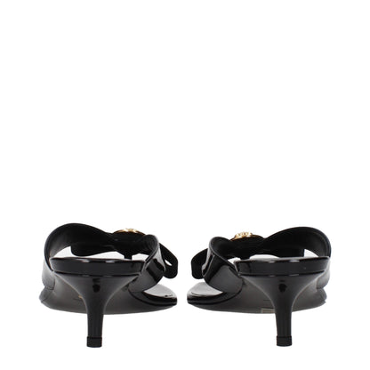 Versace Black Leather Stiletto Heels Sandals