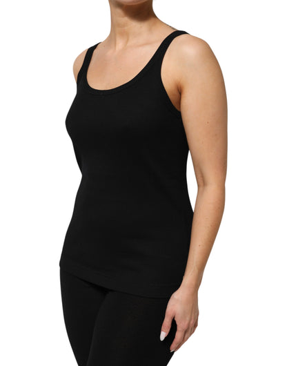 Dolce & Gabbana Black Cotton Sleeveless Women Tank Top