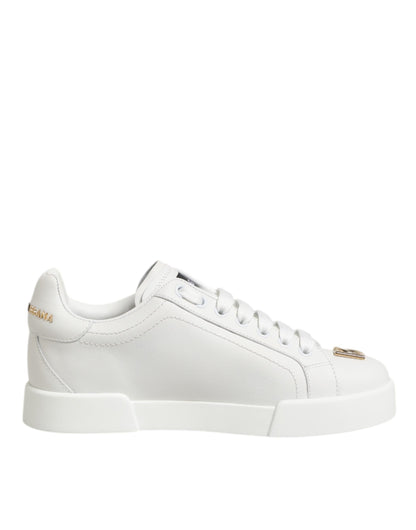 Dolce & Gabbana White DG Leather Low Top Sneakers Shoes